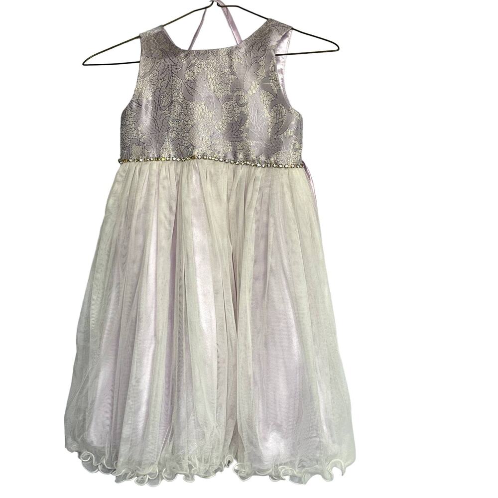 American Princess Size 5 Girls' Lilac Formal Dress with Gold Thread & Bling